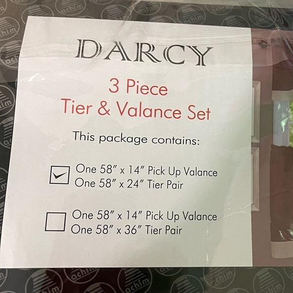 Darcy 3 Piece Tier & Valance Set Burgundy and Cream - Picture 4 of 4